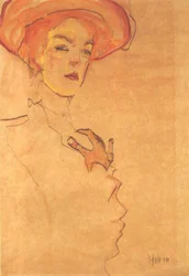 Bildnis einer Dame mit orangefarbenem Hut
